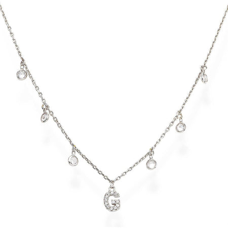 AMEN Collana Donna Lettera G con Zirconi Bianchi Pendenti