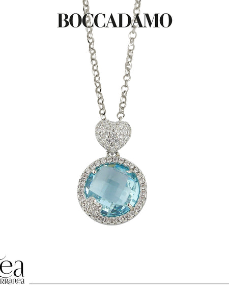 BOCCADAMO Collana Donna Sharada con Cristallo Acquamarina e Zirconi Bianchi