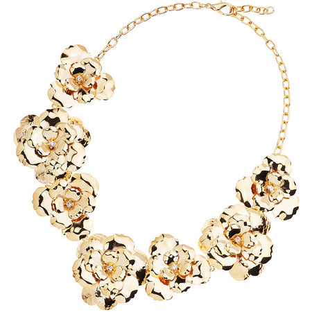 OTTAVIANI Collana Donna Placcata Oro Giallo Fiori e Cristalli Bianchi
