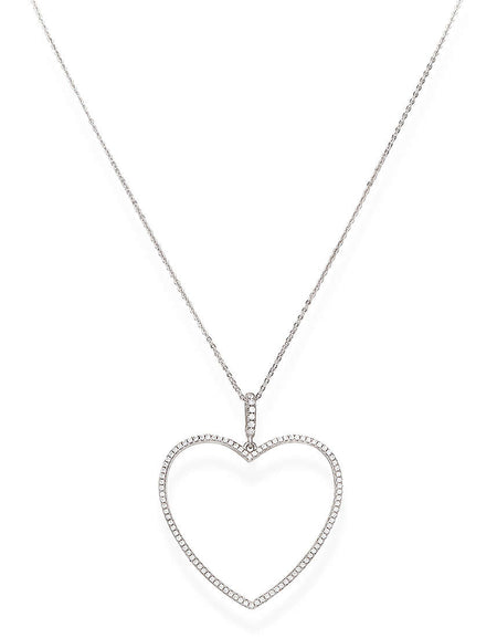 AMEN Collana Donna Cuore con Zirconi Bianchi in Argento 925