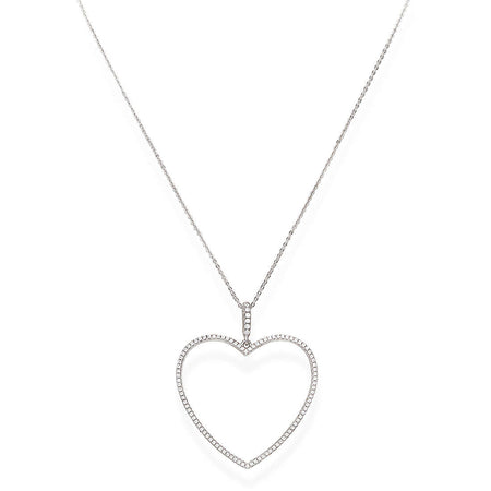 AMEN Collana Donna Cuore con Zirconi Bianchi in Argento 925