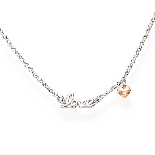 Collana Donna  AMEN Love e Charm Cuore Rosè in Argento 925