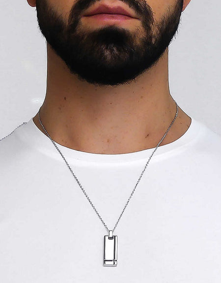 Collana Uomo BOCCADAMO MAN in Acciaio con piastrina e zircone