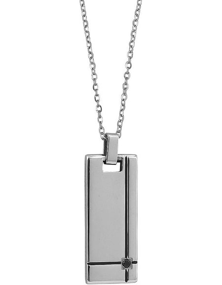 Collana Uomo BOCCADAMO MAN in Acciaio con piastrina e zircone