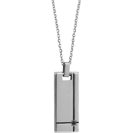 Collana Uomo BOCCADAMO MAN in Acciaio con piastrina e zircone