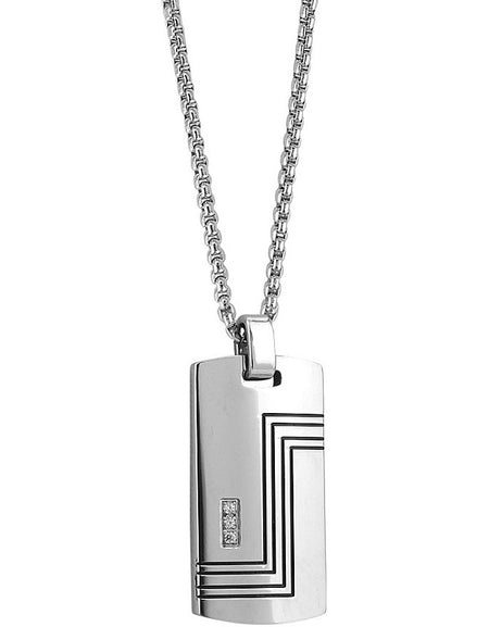 Collana Uomo BOCCADAMO MAN in Acciaio con pendente piastrina e zirconi