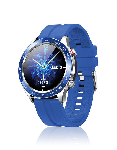 DAVID LIAN Smartwatch Uomo Londra con Cinturino in Silicone Blu e Cassa in Acciaio