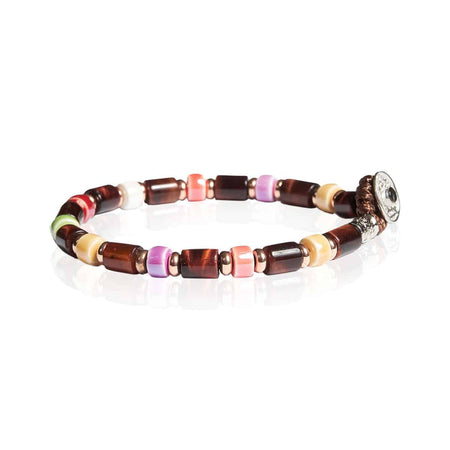 GERBA Bracciale Uomo Fashionable 07 con Occhio di Tigre Rossa e Murrine Multicolor