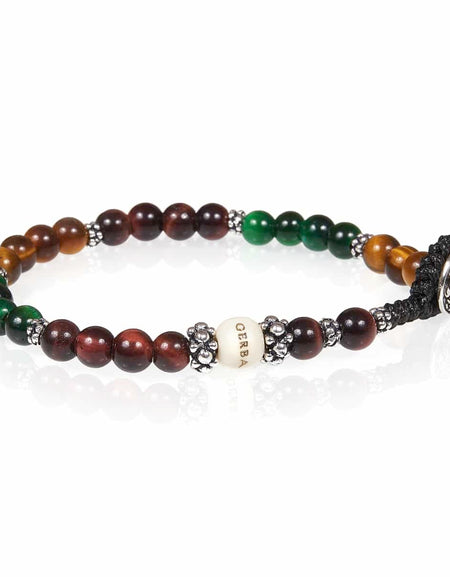 GERBA Bracciale Lab 082 con Occhio di Tigre Marrone Rosso e Verde e Argento 925