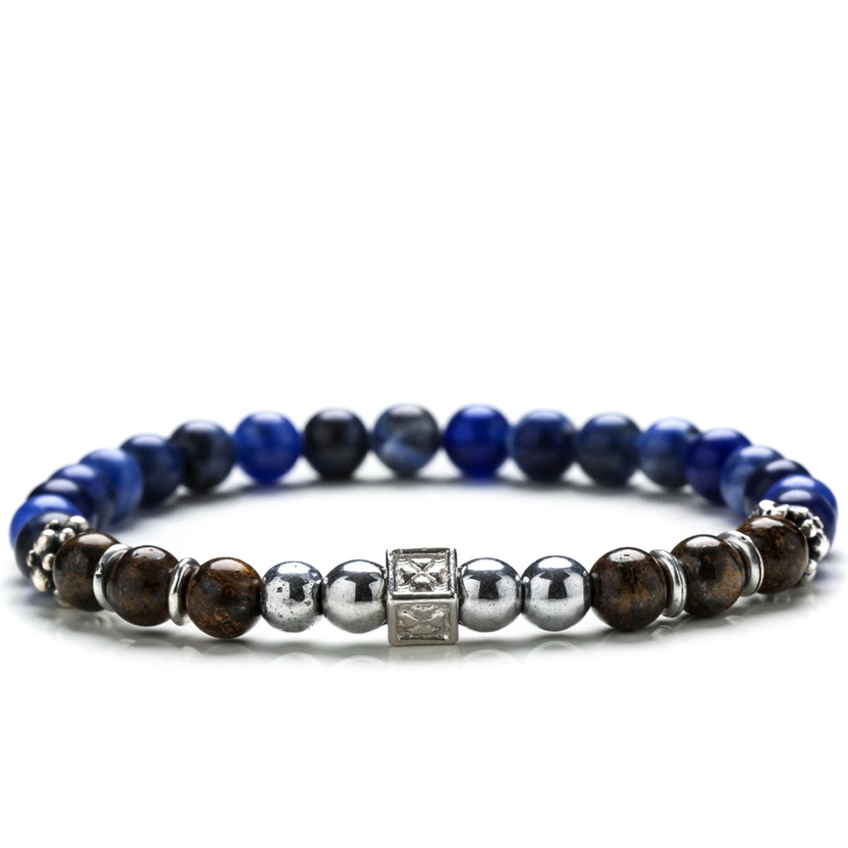 GERBA Bracciale Stone Collection Arthur 278 con Sodalite Bronzite Ematite in Argento 925