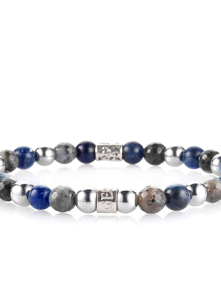 GERBA Bracciale Stone Collection Grey London con Sodalite, Labradorite, Ematite in Argento 925