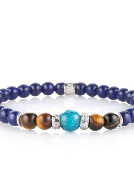 GERBA Bracciale Stone Collection Patrick 361 con Agata blu Occhio di Tigre Angelite in Argento 925