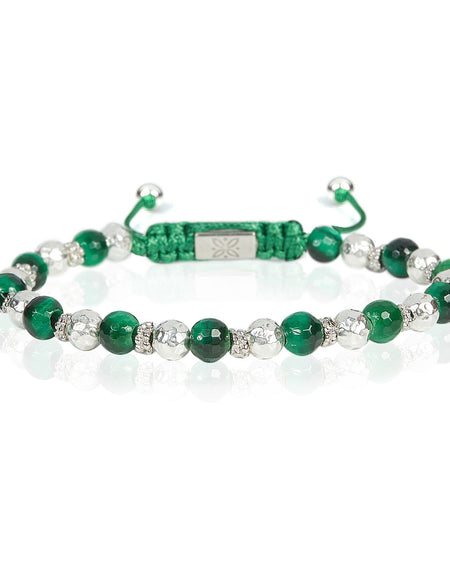 GERBA Bracciale Silver Stone 06 in Occhio di Tigre Verde e Argento 925