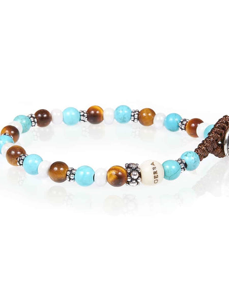GERBA Bracciale Lab 069 con Occhio di Tigre Turchese Murrina Bianca e Argento 925