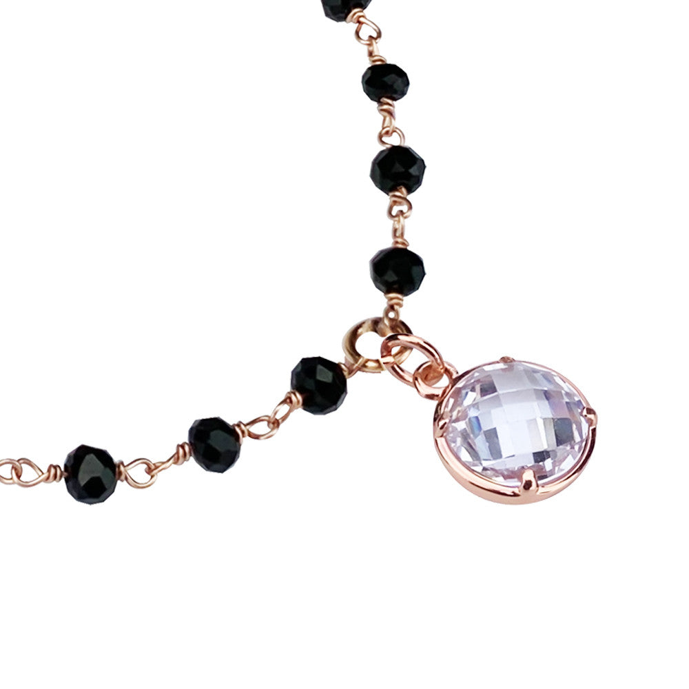 BOCCADAMO MYA Bracciale Rosè Cristalli Neri e Cristallo Crystal Centrale Pendente