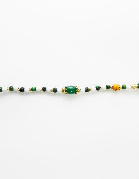 GERBA Bracciale Donna Lab con Perle di Occhio di Tigre Verde e Agata Bianca