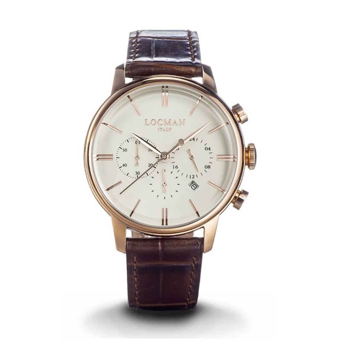 LOCMAN Orologio Uomo 1960 Cronografo Bianco/Oro rosa