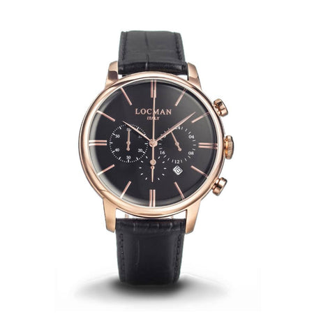 LOCMAN Orologio Uomo 1960 Cronografo Nero/Oro rosa