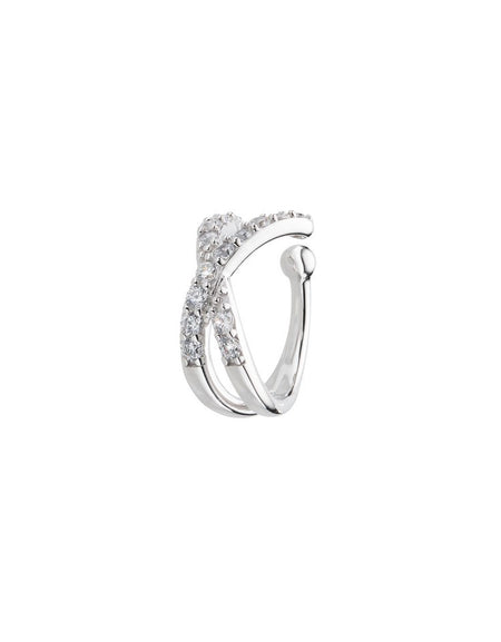 AMEN Monorecchino Ear Cuff con Zirconi Bianchi in Argento 925