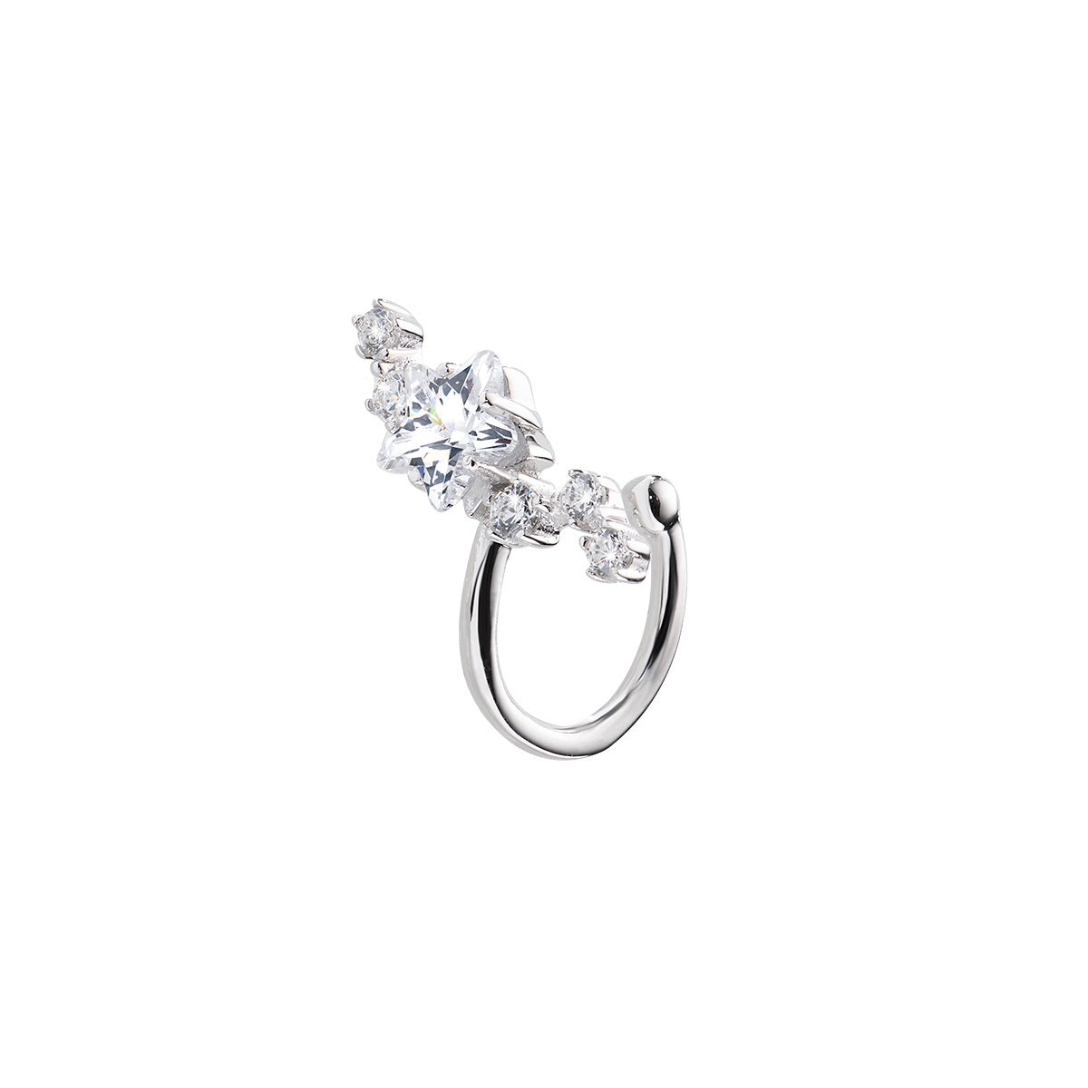 AMEN Monorecchino Ear Cuff Stella con Zirconi Bianchi in Argento 925