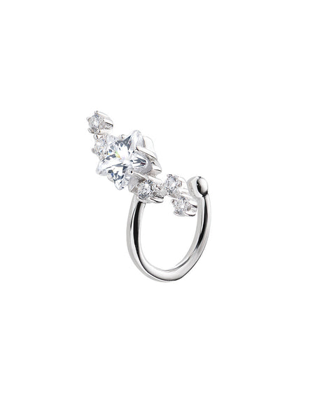 AMEN Monorecchino Ear Cuff Stella con Zirconi Bianchi in Argento 925