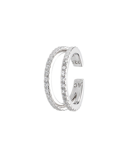 AMEN Monorecchino Ear Cuff con Zirconi Bianchi in Argento 925