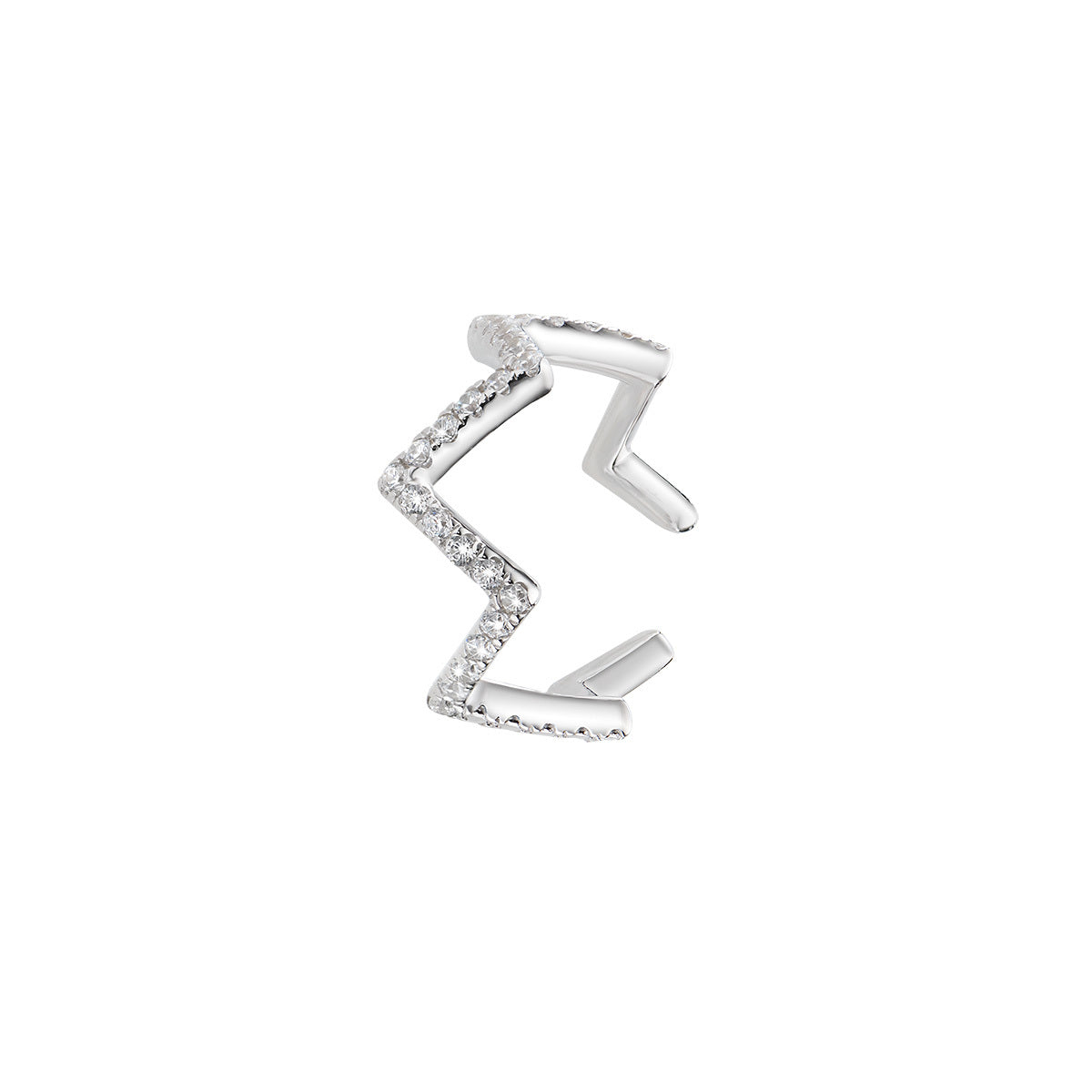 AMEN Monorecchino Ear Cuff con Zirconi Bianchi in Argento 925