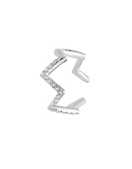 AMEN Monorecchino Ear Cuff con Zirconi Bianchi in Argento 925