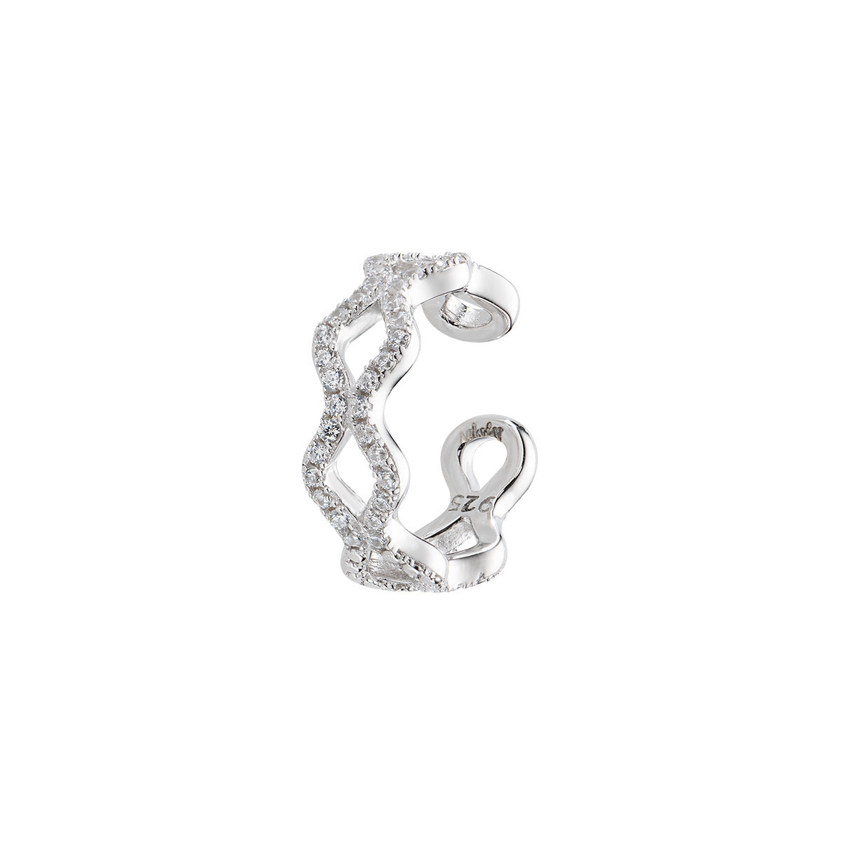 AMEN Monorecchino Ear Cuff con Zirconi Bianchi in Argento 925