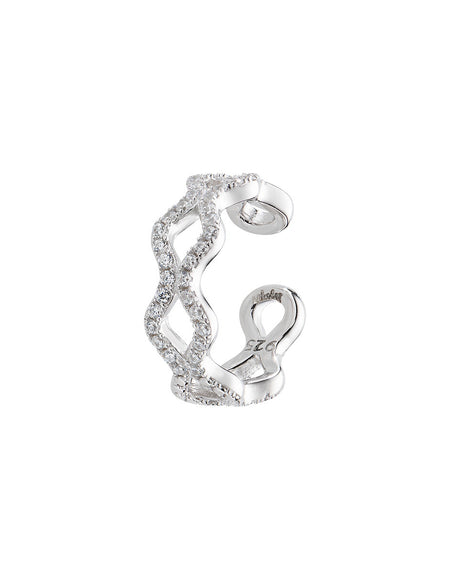 AMEN Monorecchino Ear Cuff con Zirconi Bianchi in Argento 925