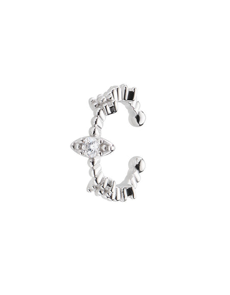 AMEN Monorecchino Ear Cuff con Zirconi Bianchi in Argento 925