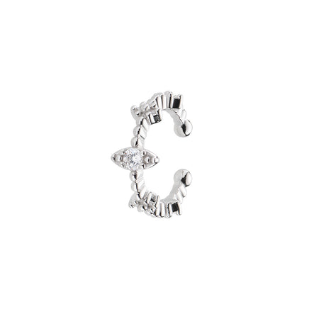 AMEN Monorecchino Ear Cuff con Zirconi Bianchi in Argento 925