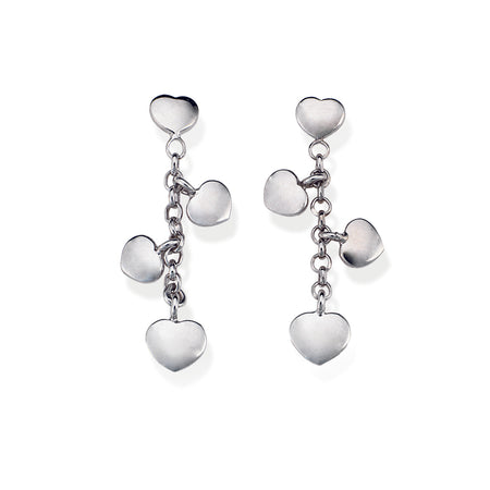 AMEN Orecchini Donna pendenti Grappolo di Cuori in Argento 925