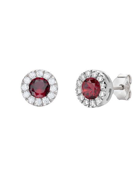 AMEN Orecchini Donna Royal con Zirconi Rubino e Bianchi in Argento 925