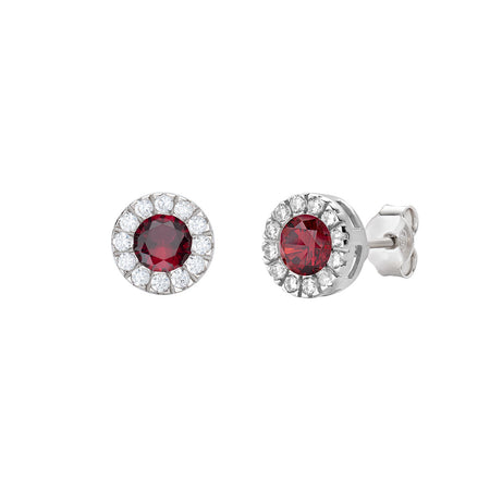 AMEN Orecchini Donna Royal con Zirconi Rubino e Bianchi in Argento 925