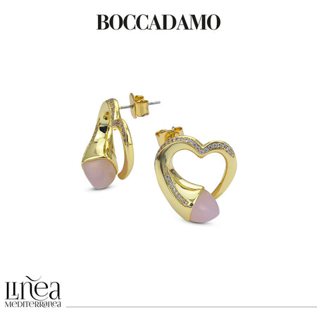 BOCCADAMO Orecchini Donna Cuore Contrariè con Cristalli Rosa e Zirconi Bianchi