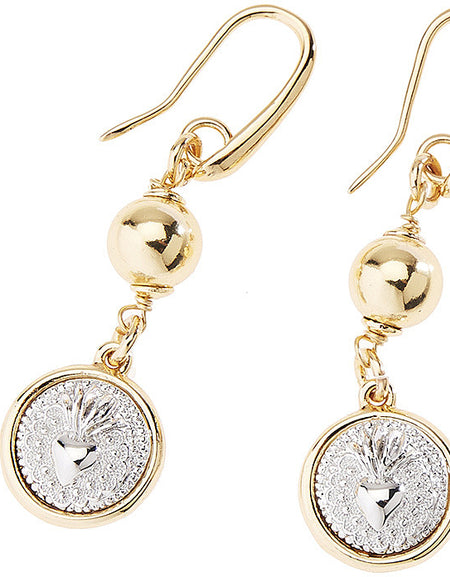 OTTAVIANI Orecchini Donna Pendenti Elegance con Sacro Cuore in Bronzo