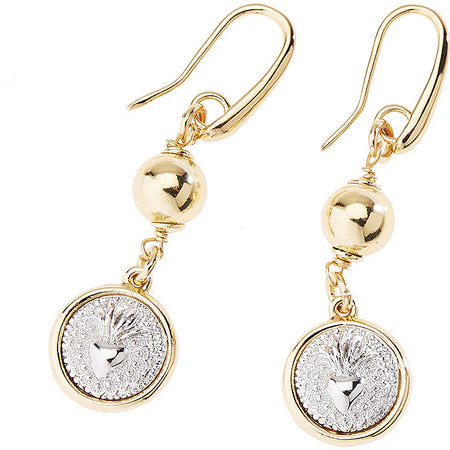 OTTAVIANI Orecchini Donna Pendenti Elegance con Sacro Cuore in Bronzo
