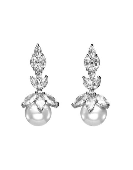 OTTAVIANI Orecchini Donna Pendenti Elegance con Zirconi Bianchi e Perle