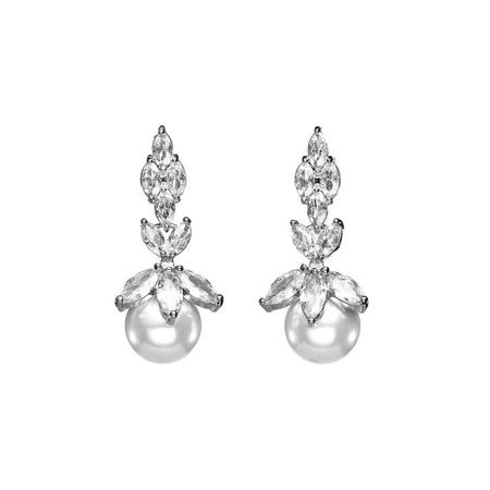 OTTAVIANI Orecchini Donna Pendenti Elegance con Zirconi Bianchi e Perle