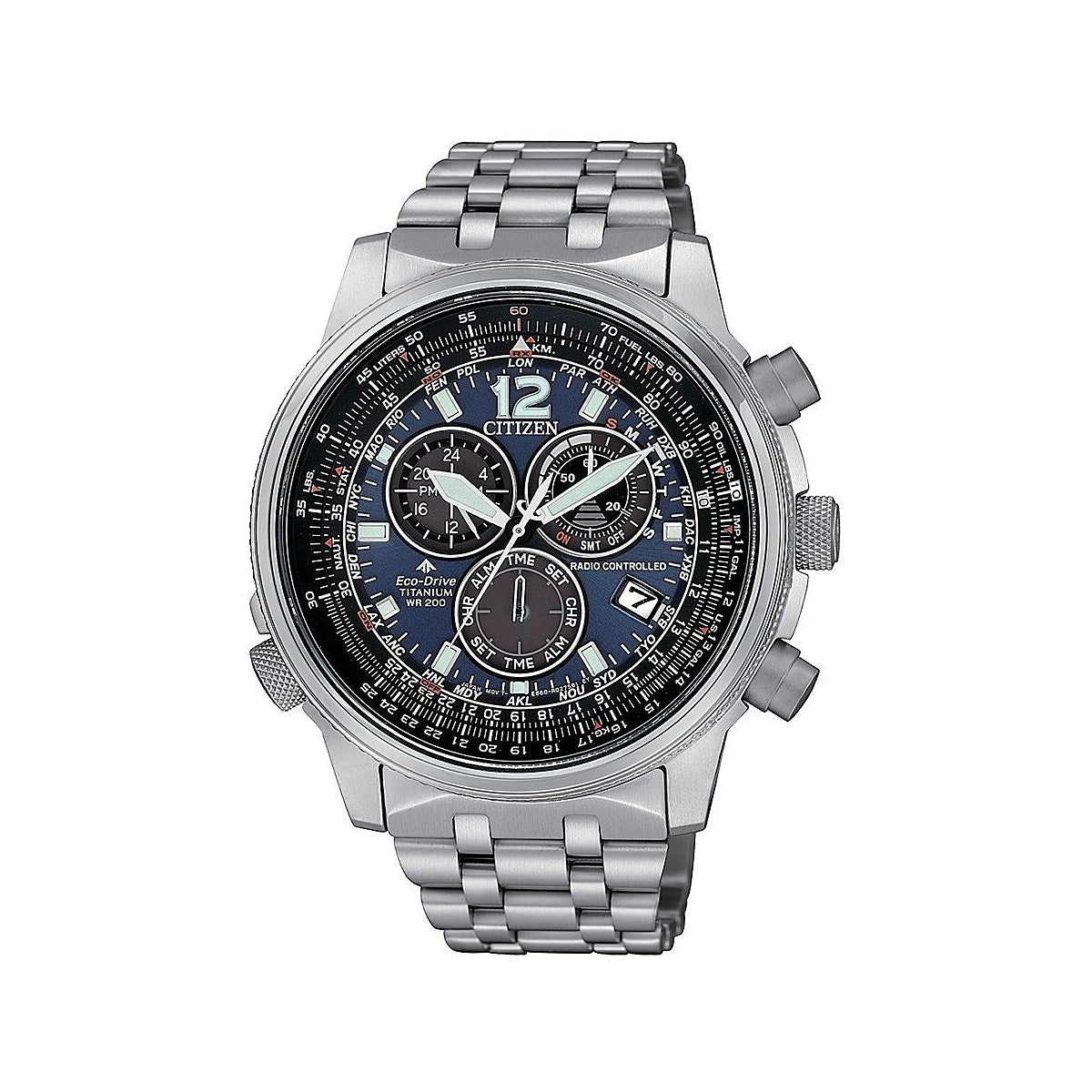 CITIZEN Orologio Uomo Crono Pilot Super Titanio Blue