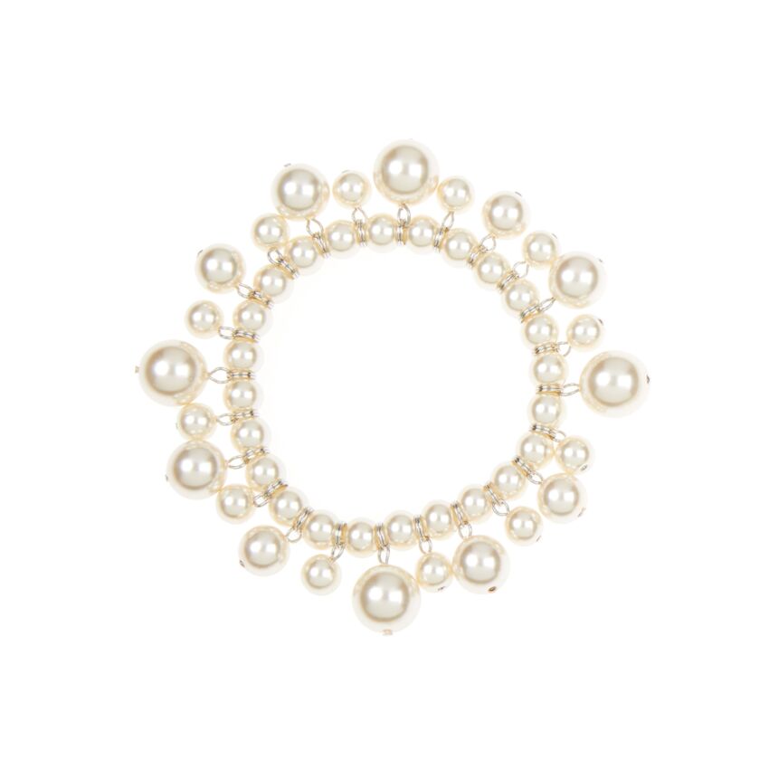OTTAVIANI Bracciale Donna Elasticizzato con Perle di Vetro Bianche
