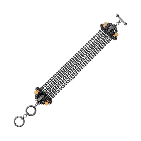 OTTAVIANI Bracciale Donna Brunito con Cristalli Neri, Perline e Strass