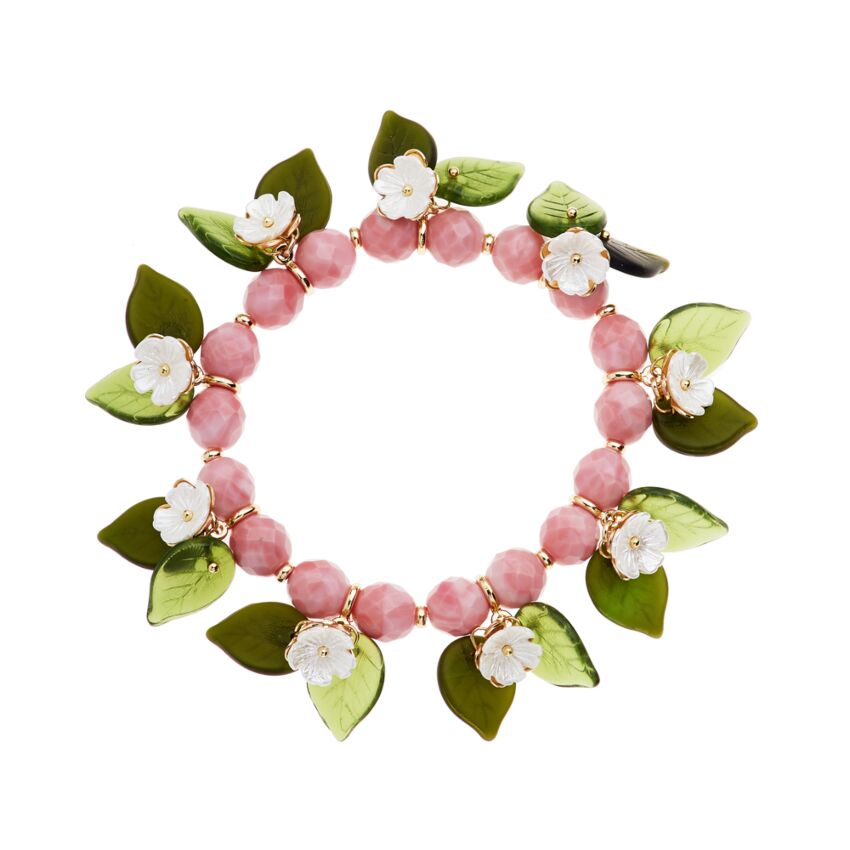 OTTAVIANI Bracciale Donna Elasticizzato con Perline di Vetro e Fiori