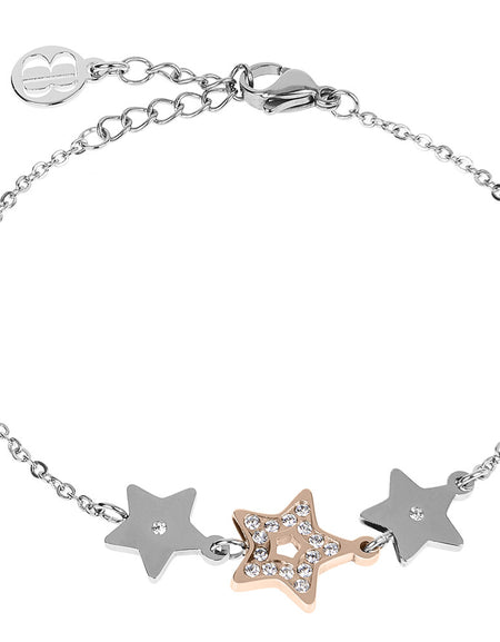 BOCCADAMO MYA Bracciale Stelle Rodio e Rosè con Zirconi Bianchi