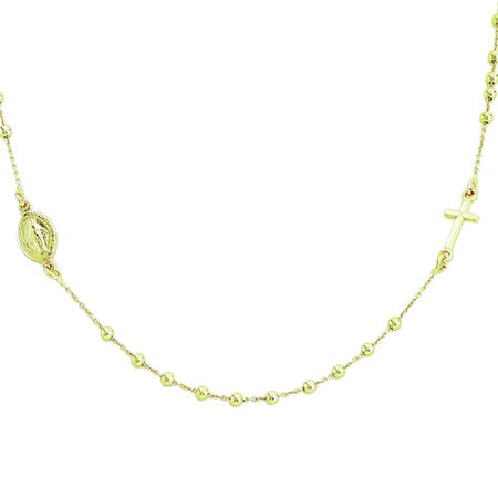 AMEN Collana Rosario Girocollo Dorato grani 2.5mm in Argento 925