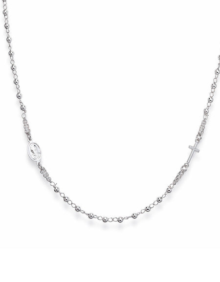 AMEN Collana Rosario Girocollo grani 3mm in Argento 925