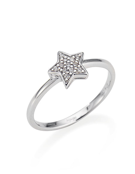AMEN Anello Stella con Pavè di Zirconi Bianchi