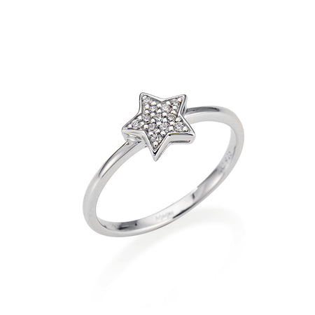 AMEN Anello Stella con Pavè di Zirconi Bianchi