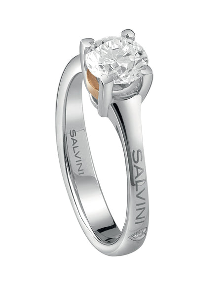 Anello Donna SALVINI Solitario Battito Oro Bianco e Rosa 18K